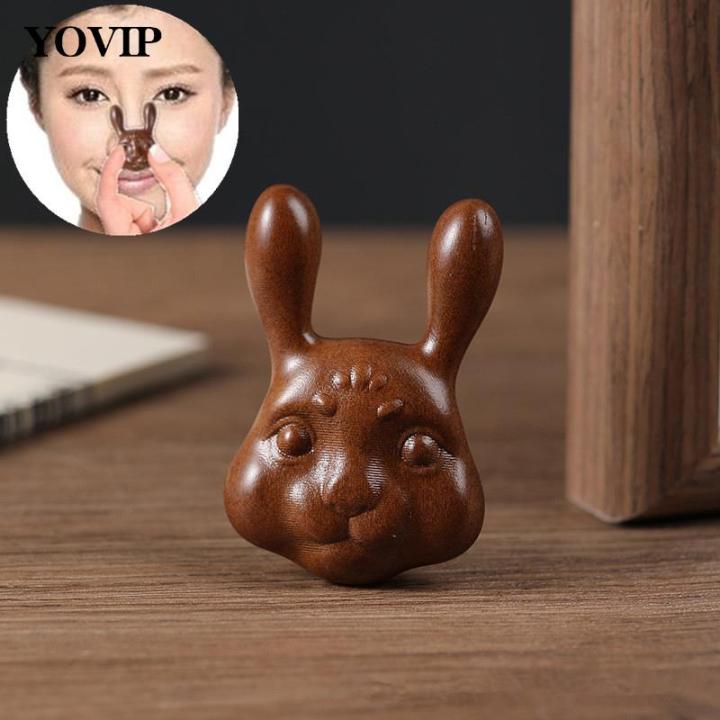 Sandalwood Facial Massage Rabbit Head Nose Massager Wooden Handle And Small Rabbit Comb For Eye Massage Massager