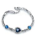 Titanic Heart of Ocean Bracelets for Women Peach Heart Blue Crystal Zircon Bracelets Female Wedding Engagement Jewelry. 