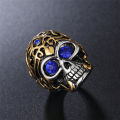 Wholesale Punk 316l Stainless Steel Skull Ring For Men With Cubic Zircon Drop Punk Jewelry Demon Ring. 