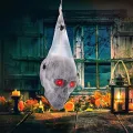 Halloween Skull Decor Spooky Voice Activated Skeleton Skull Ornament with Led Red Eyes Fake Spider Perfect Halloween Decor for Indoor Outdoor Parties Outdoor Halloween Decor. 