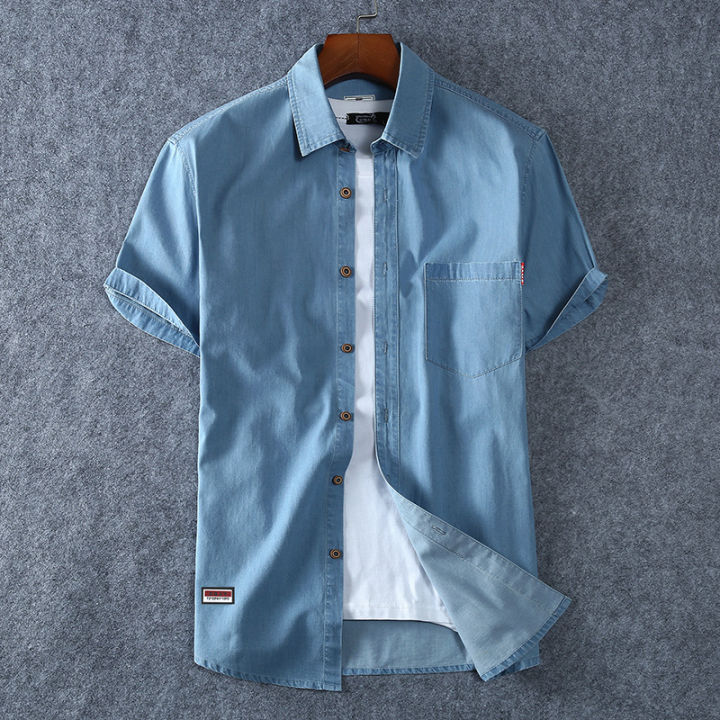 Men's%20Blue%20Denim%20Shirts%20Short%20Sleeve%20Jean%20Shirts%20New%20Summer%20High%20Quality%20Men%20Cotton%20Light%20Blue%20Denim%20Shirts%20Plus%20size%20L-8XL%20-%20Image%202