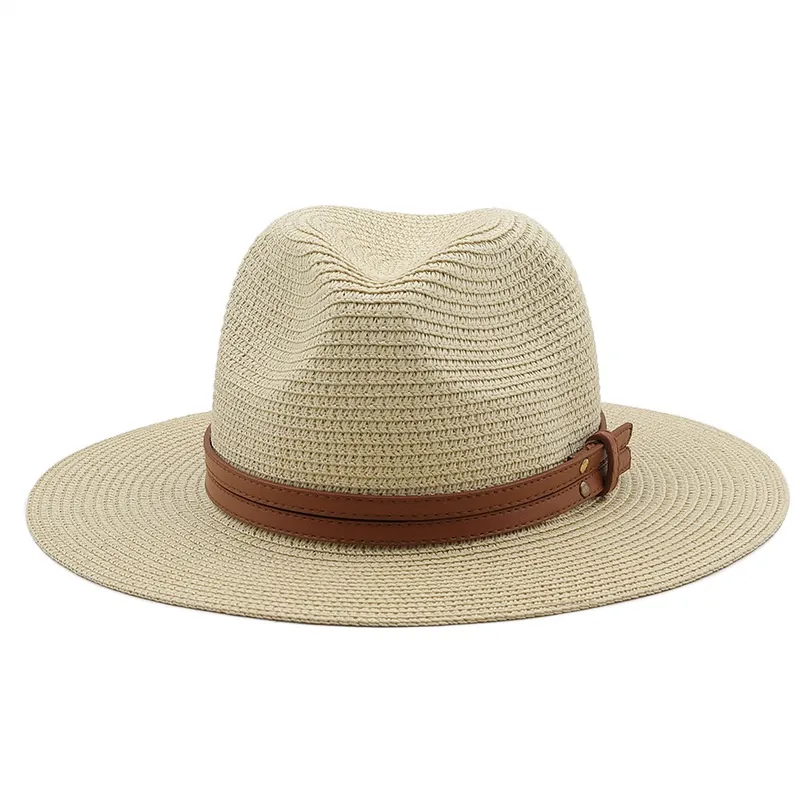 New Natural Panama Soft Shaped Straw Hat Summer Women Men Wide