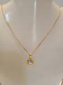 Gold plated white stone locket with chain for women- L254.