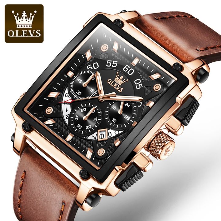 OLEVS%209919%20Square%20Fashion%20Watches%20for%20Men%20Chronograph%20Waterproof%20Leather%20Wrist%20Watch%20-%20Watch%20For%20Men%20-%20Image%204