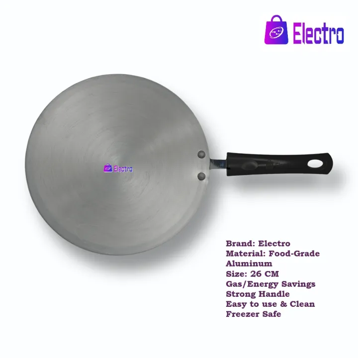 Electro Aluminium Classic Roti Tawa 26cm | Food Grade Aluminum | Gas Saving Flat Tawa | Silver