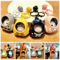 Creative Gift with Ring Bell Backpack Lights Key Chain Cute Key Ring Ornaments Cartoon Kawaii Keychain Yellow Color Cat Pattern Bag Pendants Keyring. 