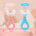1 Pack Kids U Shaped Toothbrush with Soft Silicone Brush Head,Whitening Massage Toothbrush U-Type Toothbrush 360° Oral Teeth Cleaning Design for Toddlers and Children Ages 2-8 Year Old(Blue+Pink). 
