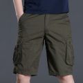 Shorts Men's Summer Pirate Shorts Men's Loose Cargo Middle Pants Korean Style Trendy Casual Knee Pants Beach Pants Pure Cotton. 