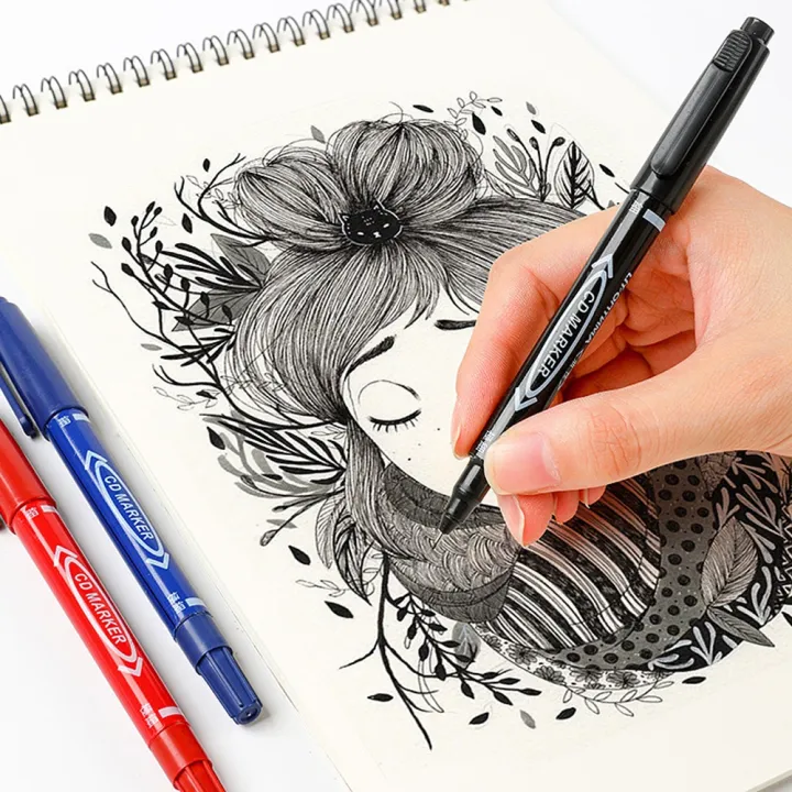 Double%20Headed%20Colorful%20Permanent%20Marker/%20Waterproof%20Oily%20Black%20Ink%20Sketch%20Graffiti%20Marker%20Pen%20-%20Image%202