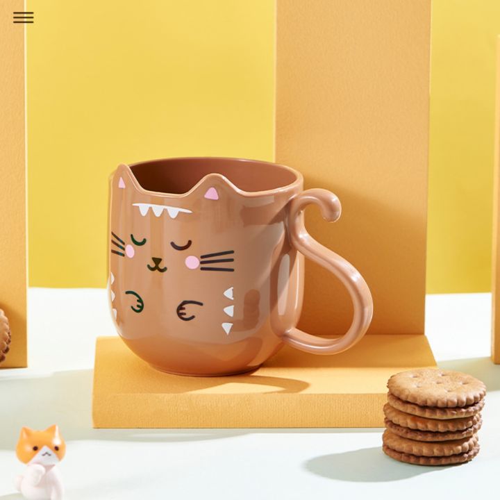 Cute Cat mug Cartoon Thickened Cup Plastic mugs