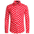 Black White Polka Dot Shirt Men Chemise Homme Casual Button Up Mens Dress Shirts Garden Point Camisas Masculina USA Size XS-XXL.