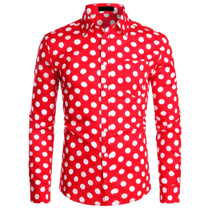 Black%20White%20Polka%20Dot%20Shirt%20Men%20Chemise%20Homme%20Casual%20Button%20Up%20Mens%20Dress%20Shirts%20Garden%20Point%20Camisas%20Masculina%20USA%20Size%20XS-XXL%20-%20Image%205