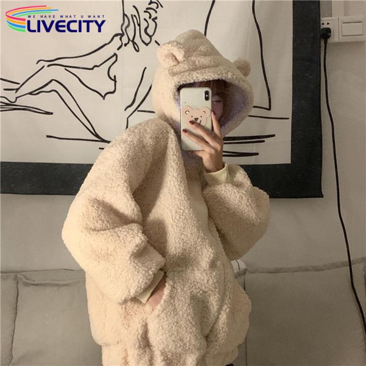 Imitation%20Lambswool%20Outerwear%20Zipper%20Closure%20Fall%20Winter%20Thickened%20Plush%20Cardigan%20Jacket%20-%20Image%203