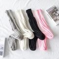 Harajuku Women Girls Wool Stockings Winter Warm Knitted Over Knee Socks Leg Warmer Female Thigh Long Stockings Leg Warmers. 