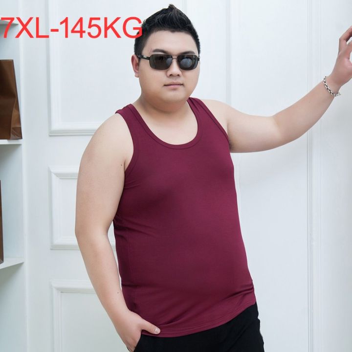 7XL 6XL Tank Tops men 6XL men's sweat Big size vest summer super large Sleeveless Modal undershirt big size bodybuilding workout