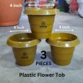 Plastic Flower Tob 3 Pcs Bundle Plastic Flower Tub Gardening Tob Plastic Planter/ Gardening tools 4" inch.