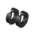 Stainless Steel Clip On Men's Earring- Black. 