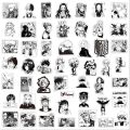 25Pcs/Set Mix Anime Black & White Randomly Graffiti PVC Waterproof Stickers For Luggage Skateboard Laptop - sticker. 
