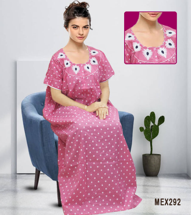 Pure%20cotton%20fabric%20ball%20print%20century%20applique%20maxi%20for%20women%20-%20Image%205
