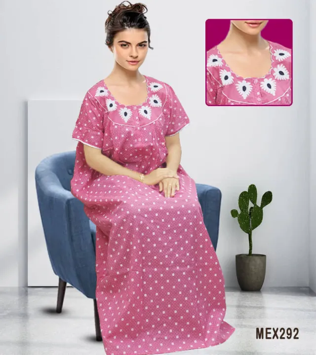 Pure%20cotton%20fabric%20ball%20print%20century%20applique%20maxi%20for%20women%20-%20Image%205
