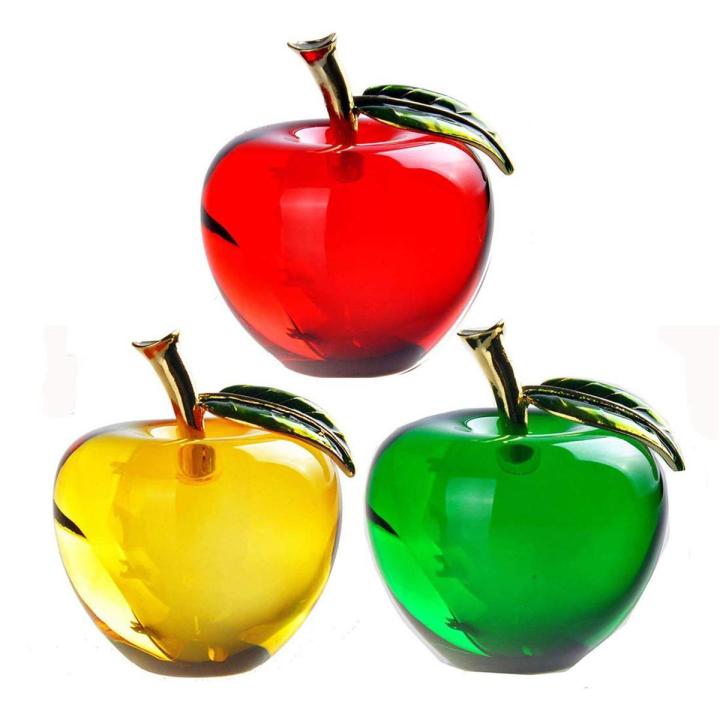 Crystal Glass Apple Paperweight Craft Decor (Apple-Set of 3)