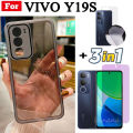 3 in 1 Vivo Y19S Y18 Y18E Y28 4G Y03 TPU Soft Silicone Transparent Phone Cover with Camera Protective Film Back Cover + Privacy Tempered Glass+Back Film.