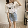 Letter Short Sleeve T Women's T-shirt 200 Jin Fat MM2021 Summer Korean Style Women T-shirt Loose Tied Sleeve Top Half Sleeve.