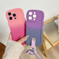 Olige Case For iPhone 11 12 13 14 15 16 17 Pro Max 6 7 8 14 15 16 Plus 16E X XR XS Max 17 Air New Gradient Splicing Color Contrasting Leather Buckle Bow Love Hanging Rope phone case back cover. 
