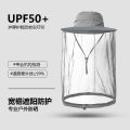 Outdoor sun hat big brim sun hat mesh mask protective fishing hat fisherman hat insect repellent hat wholesale.