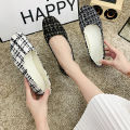 2023 spring and summer new Korean version of the versatile Internet celebrity square toe flat small fragrance wind single shoes beanie shoes plus size women's shoes 4243. 