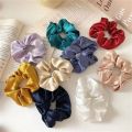 Fashion Women Girls Silky Satin Hair Scrunchies Solid Stretch Elastic Hair Ties Simple Elegant Rubber Band Ponytail Hair Bands. 