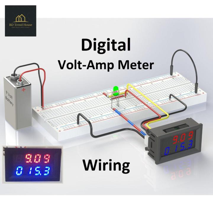 Amperometro Vintage Voltmetro Amperometro Digitale Dual LED 100V 10A - Display Per Misure Elettriche Misuratore Di Potenza