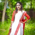 white And Red Exclusive Design Tangail Tat half silk Saree For Women.