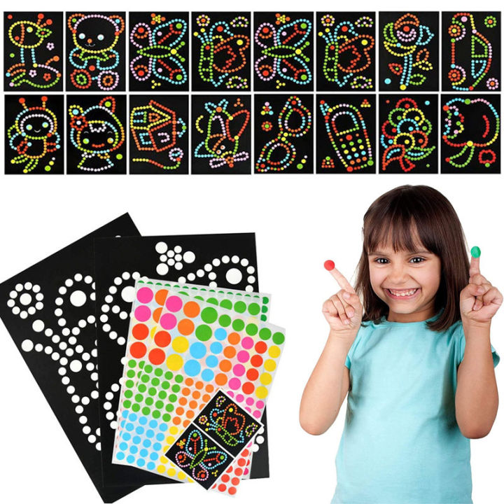 DIY Cartoon Animal Colorful Dot Primary Mosaic Puzzle Stickers Games Learning Early Education Toys For Kids Children Gifts