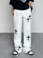 Fashion Brand Cross Jeans Men High Street White Denim Homme Loose Straight Wide Leg Pants Male Casual Streetwear Trousers Gothic.