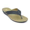 Light & Easy Black Pu Synthetic Rance Toe-Post Sandal for Women. 