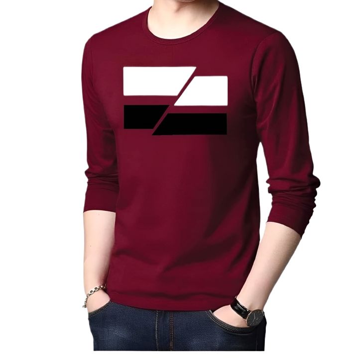 Maroon Color Cotton Long Sleeve Exclusive T-Shirt .