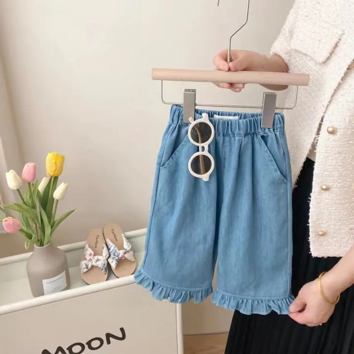 Girls' pants, summer thin slacks, children's fashionable jeans, baby girls, summer clothes, mosquito pants