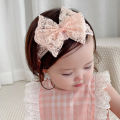 I Love Dad Princess Lace Headband For Girls Sweet Bowknot Pearls Elastic Hairband Headwrap Turban for Kids Soft Baby Headwear Accessories. 