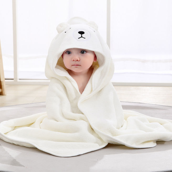 Factory Baby Hooded Hooded Bath Towel Foreign Trade Cartoon Baby Swimming Coral Fleece Bathrobe Bath Towel for Children