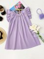 Kid’s Young Girl’s Fashionable Dress with Solid.