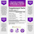 Turmeric Curcumin Supplement 60 Capsules with BioPerine & Ginger 95% Standardized Curcuminoids 2600mg Black Pepper for Max Absorption Joint Support. 