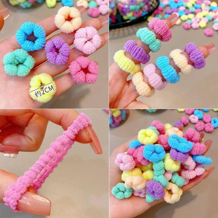 I Love Dad 100pcs Hair Bands for Children Colourful Scrunchie Rubber Band Ponytail Holder Hair Ties Elastic Hair Band Girl Hair Accessories
