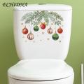 Removable Christmas Toilet Stickers Festive Christmas Green Plants Toilet Stickers Self-adhesive Decal for Kids Bedroom Bathroom Southeast Asian Home Decor Elegant Christmas Sticker for Toilets. 
