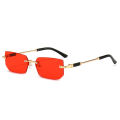 2024 New Unisex Fashion Rimless Sunglasses European and American Style Jelly Color Shades Classic Cutting-edge Design. 
