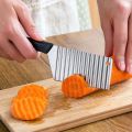 Stainless Steel Potato Chip Slicer Dough Vegetable Fruit Crinkle Wavy Slicer Knife Potato Cutter Chopper French Fry Maker Tool MuXiaRe. 