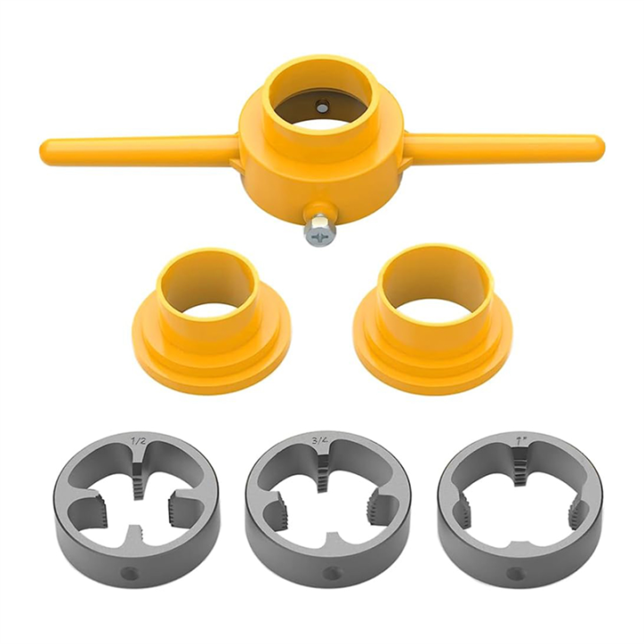 6Pcs PVC Thread Maker Tool Pipe Threader Plumbing Tool Kit Pipe Round Die Set with 3 Dies 1/2 In,3/4in and 1in NPT Die Set