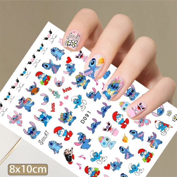 Black%20Mickey%20Mouse%20Tigger%20Stitch%20Cartoon%20Nail%20Stickers%20Nail%20Art%20Decals%20Disney%20Princess%20Donald%20Duck%203D%20Stickers%20Press%20on%20Nails%20-%20Image%203