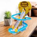 Duck Slide Toy Set, Funny Automatic Stair-Climbing Ducklings Cartoon Race Track Set with Lights and Music (Duck) - Baby Toys. 
