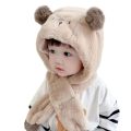 【Must-have】 Winter Cartoon Bear Ears Scarf Hoodie Cap Thicken Windproof Beanies Baby Hat Scarf Plush Kids Plush Hats Boys Girls.